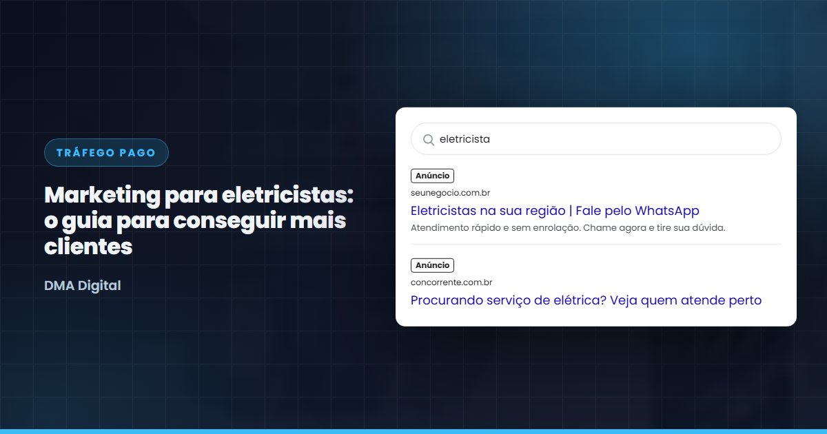 Busca do Google com anúncios de eletricistas